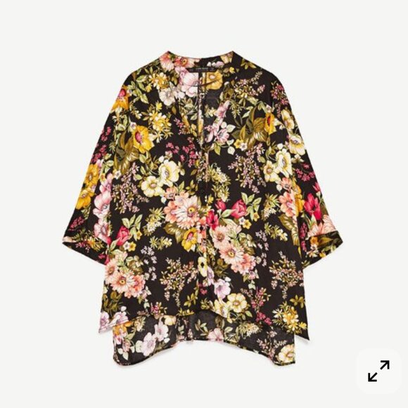 Zara Floral Button Up Blouse - Picture 1 of 10